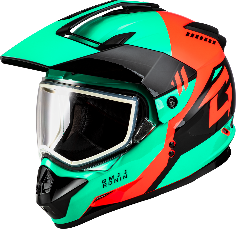 Gmax GM-11 Ronin Helmet — Black/Aqua/Coral
