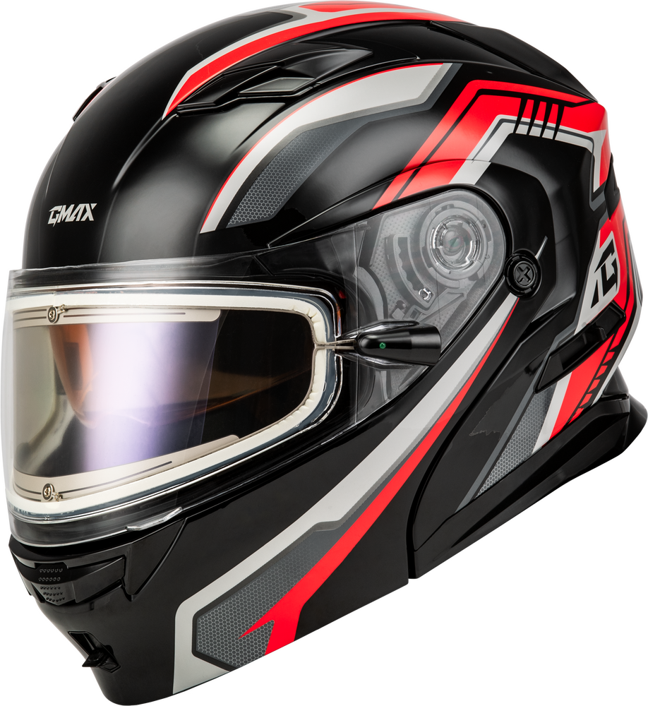 GMAX MD-01S TRANSISTOR SNOW HELMET W ELECTRIC SHIELD BLACK/RED XL