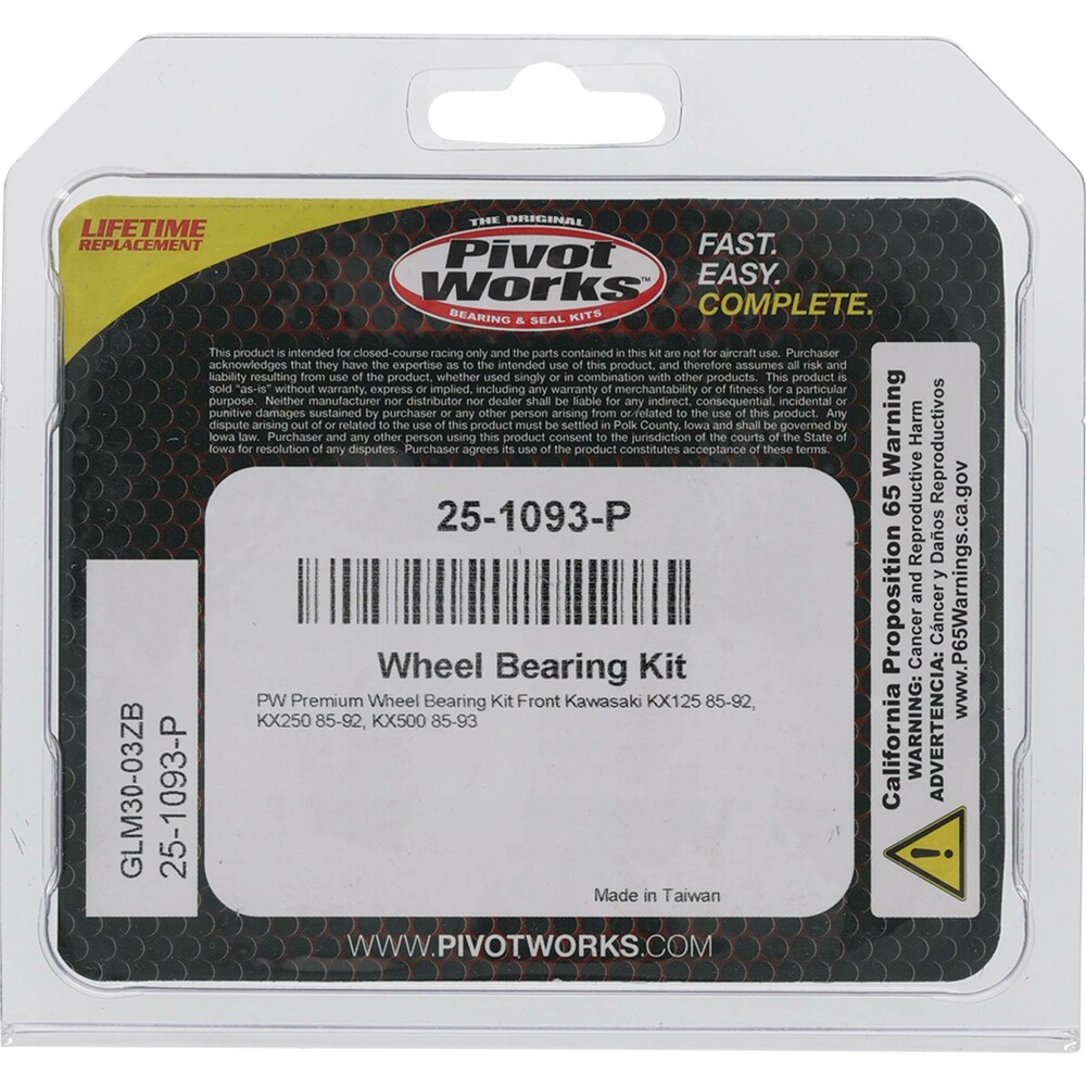 Pivot Works Premium Front Wheel Bearing Kit Kawasaki KX125 / KX250 / KX500 1985-1993