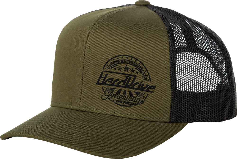 HARDDRIVE EMBLEM HAT BLACK/OD GREEN OS — Black/Green