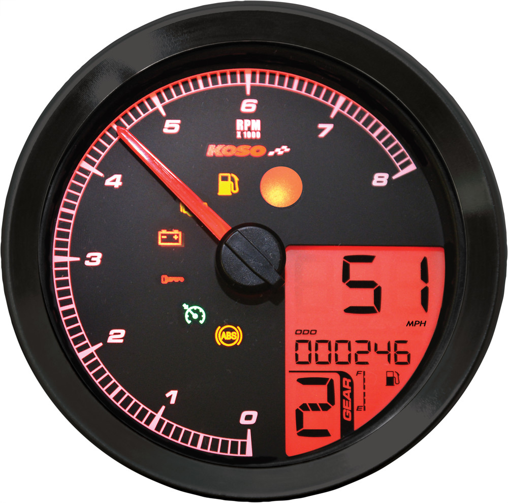 KOSO SPEEDO / TACH BLK BEZEL LCD COLOR CHANGE DISPLAY