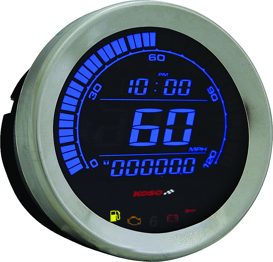 KOSO DIGITAL GAUGE CLUSTER SILVER BEZEL 04-13 FLHT AND FLTR