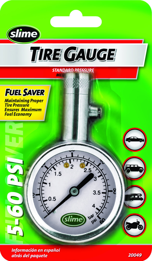 SLIME 5-60 PSI DIAL GAUGE W/BLEED VALVE CHROME