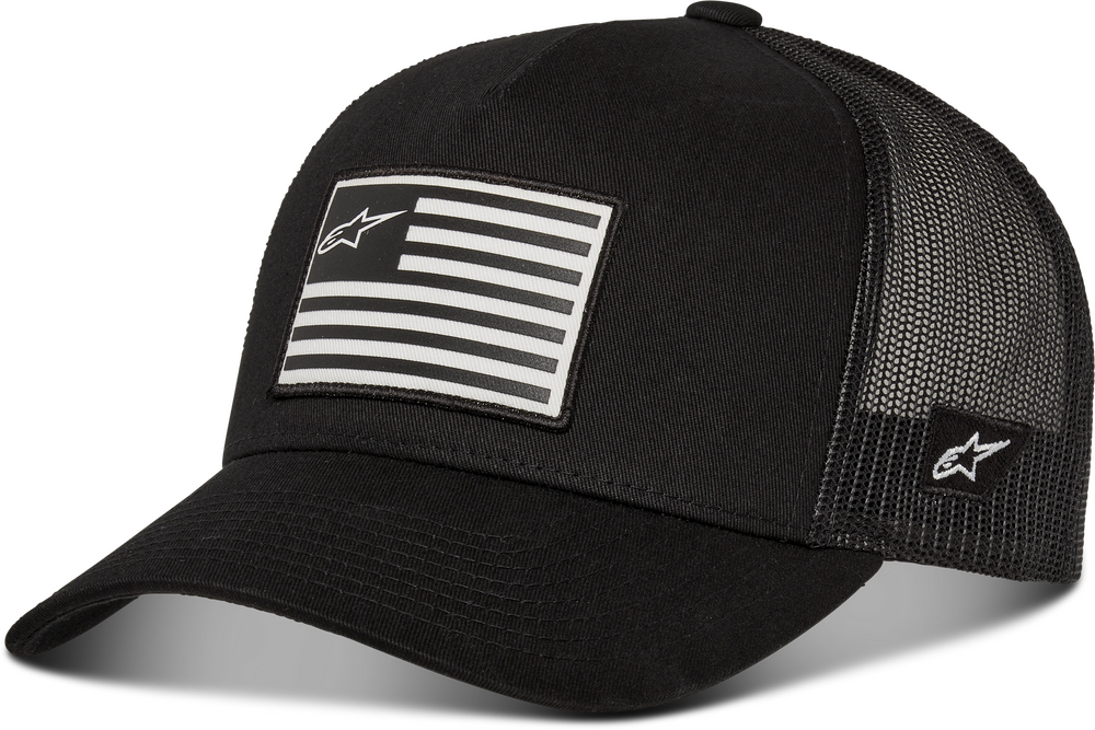Alpinestars Flag Flat Trucker Hat — Black/Black