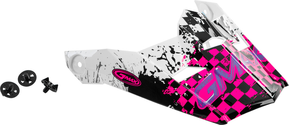 Gmax MX-49Y Anim8 Helmet Visor — White/Neon Pink/Purple