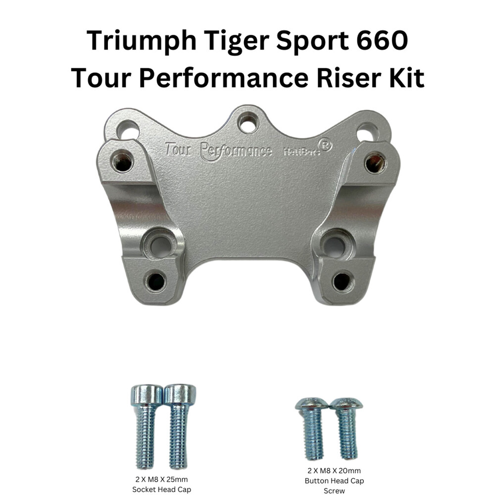 Helibars Handlebar Risers Silver W/Ram Ball Tri