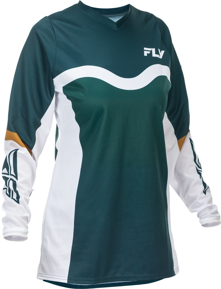 Fly Racing Women's F-16 Jersey (2026) — Teal/White/Gold
