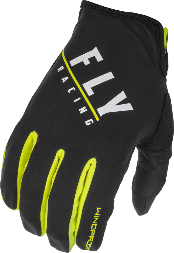 FLY RACING WINDPROOF GLOVES BLACK/HI-VIS SZ 12