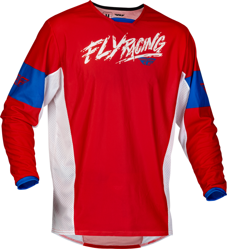 Fly Racing Youth Kinetic Mesh Khaos Jersey — Red/White/Blue