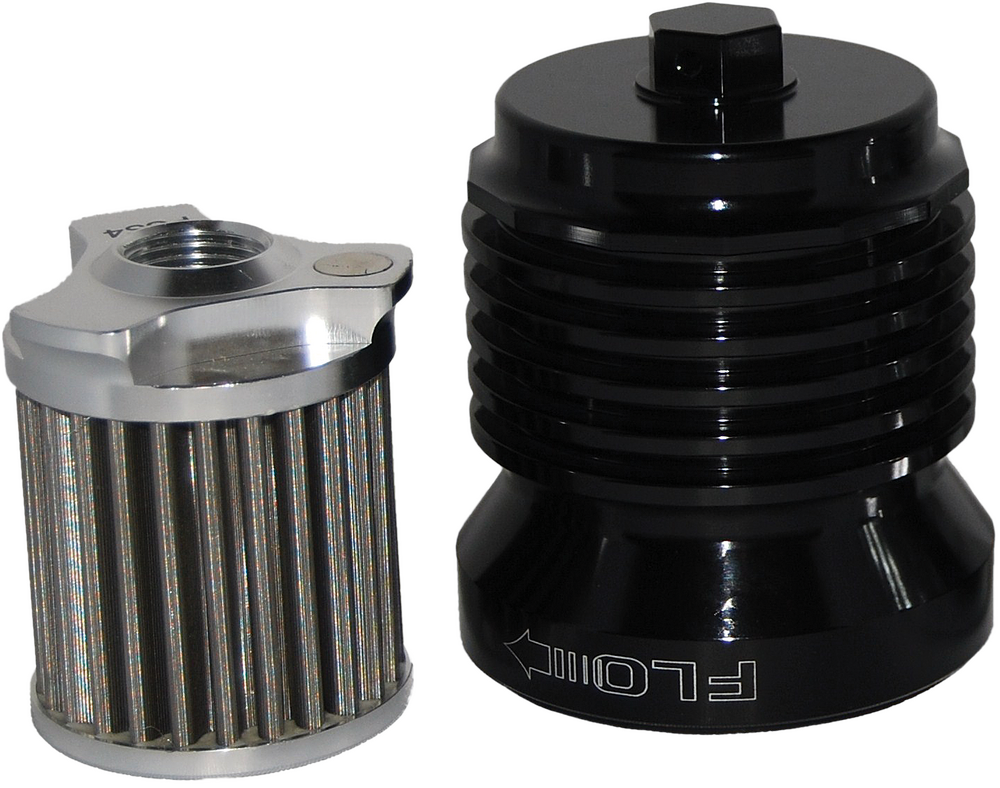 PCRACING FLO REUSABLE STEEL OIL FILTER HD BLACK