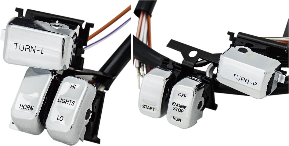 HARDDRIVE HBAR SWITCH KIT CHR/ BLK LETTR 1996-06 W/OUT CRUISE CNTRL