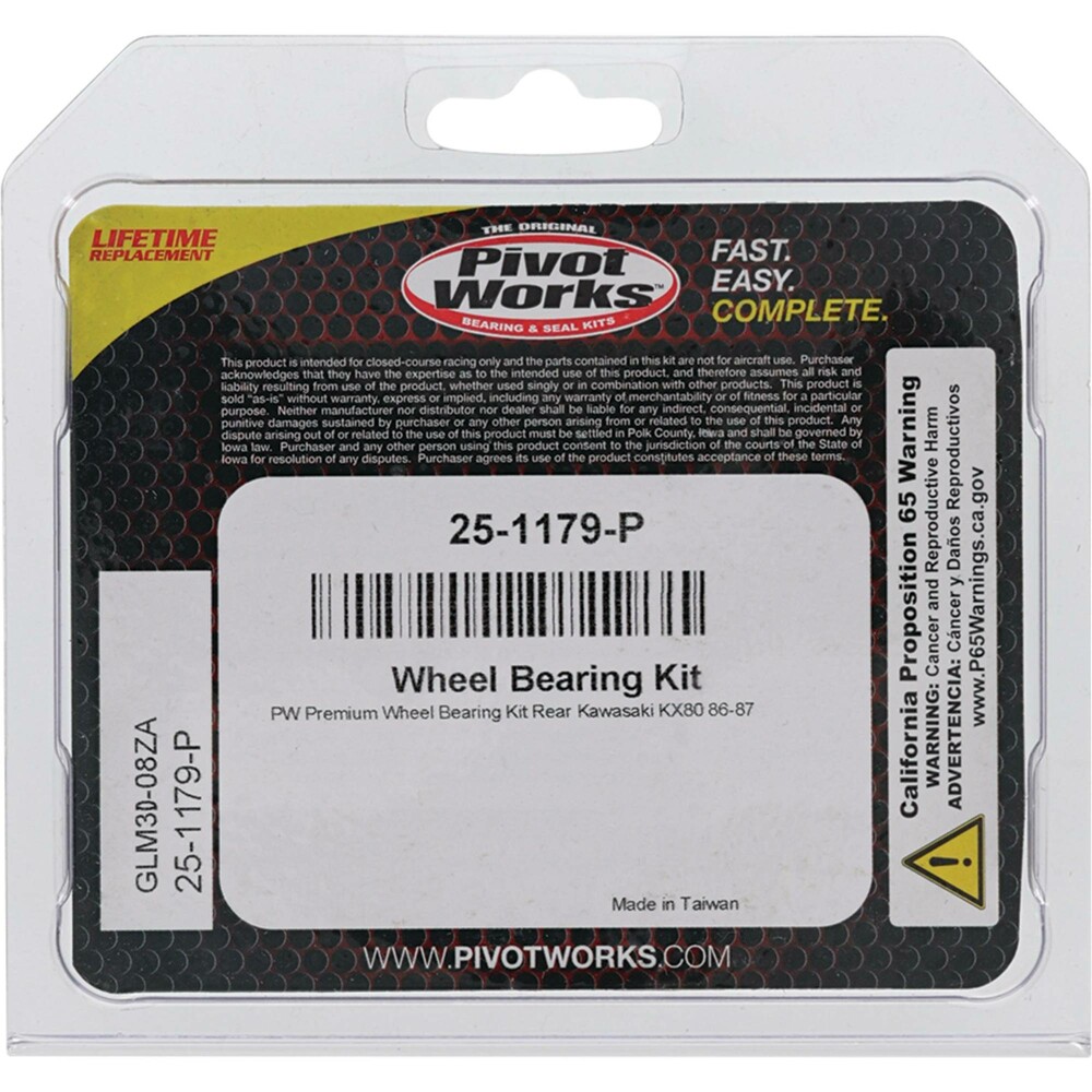 Pivot Works Premium Rear Wheel Bearing Kit Kawasaki KX80 1986-1987