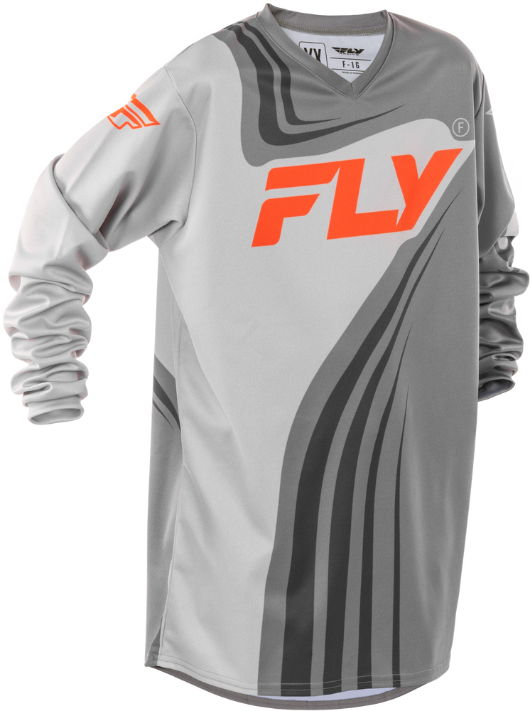 Fly Racing Youth F-16 Jersey — Grey/Orange