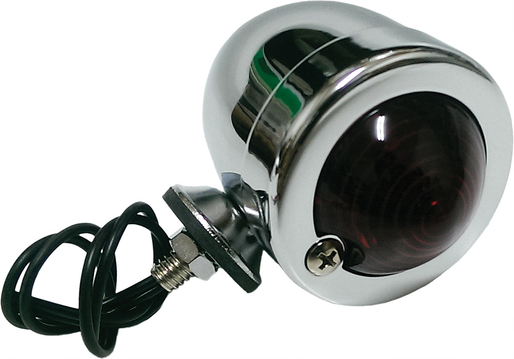 HARDDRIVE BULLET MARKER LIGHT CHROME RED LENS SINGLE FILAMENT