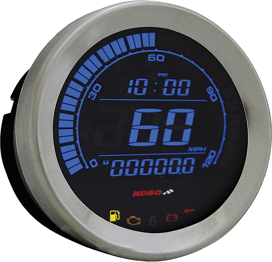 KOSO HD-02 SERIES GAUGE KIT SILVER BEZEL OIL TEMP