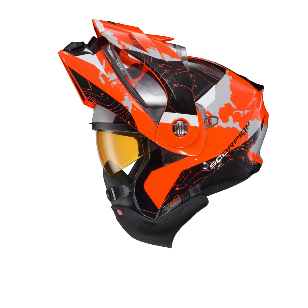 SCORPION EXO EXO-AT960 COLD WEATHER HELMET TOPOGRAPHIC HI-VIZ ORG XL DUAL
