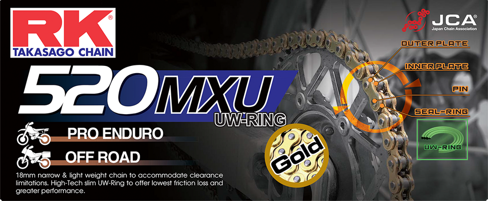 Rk Excel Gb520mxu Drive Chain Gold 520 X 120