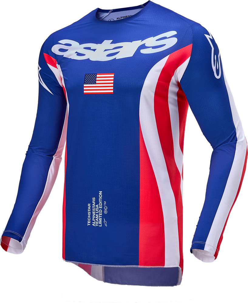 Alpinestars Techstar Union LE Jersey — Bright Red/Dark Blue/White