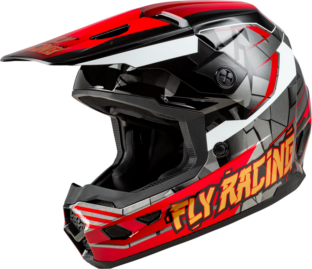 Fly Racing Youth Kinetic Scorched Helmet (2025) — Red/Black/White
