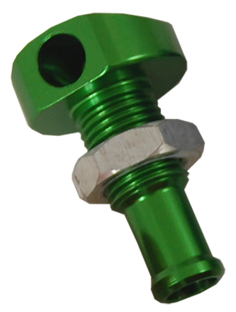 BLOWSION BILLET THRU-HULL WATER FITTING GREEN 3/8" 90 DEG.