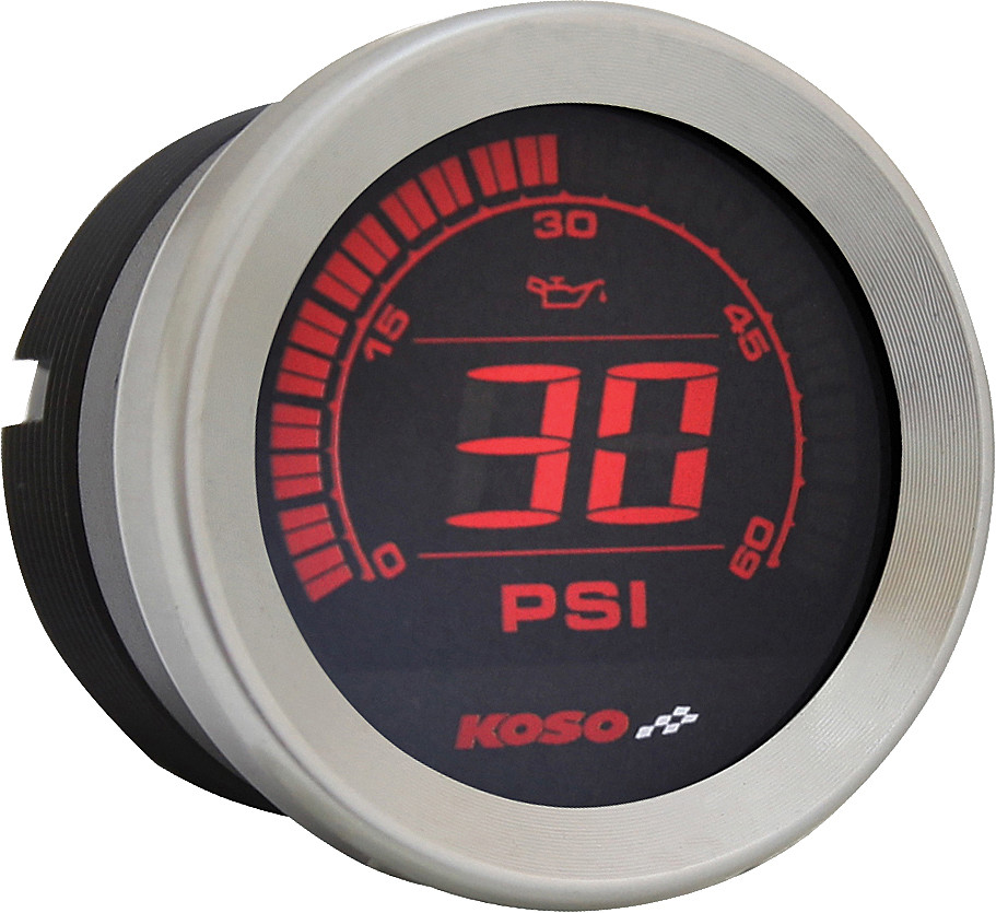 KOSO HD-02 SERIES GAUGE KIT SILVER BEZEL OIL TEMP