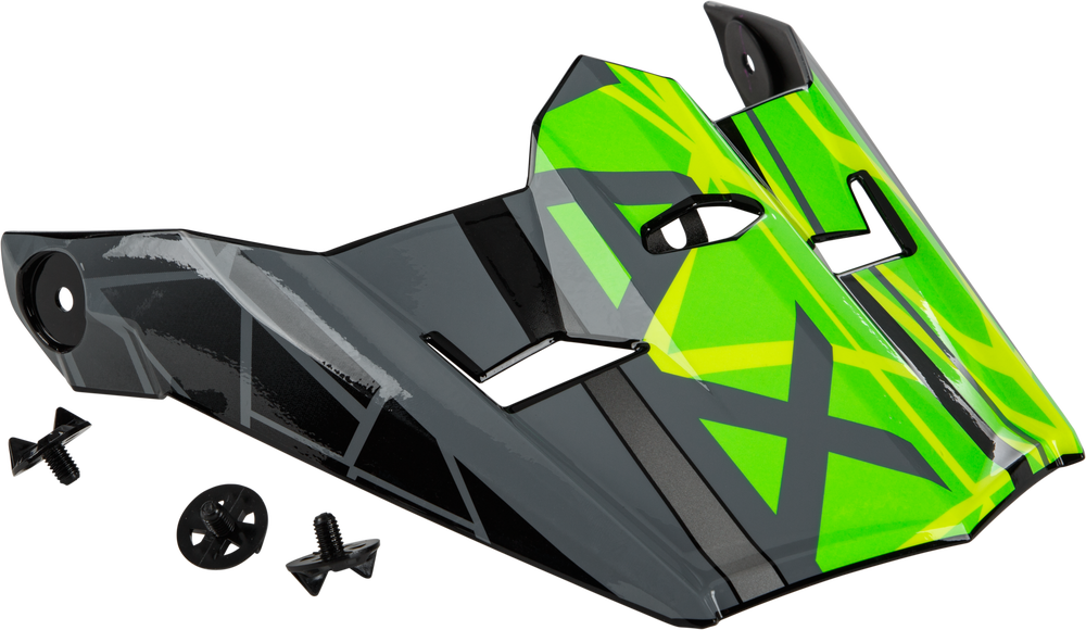 Gmax Mega MX-46 Visor w/Screws — Black/Hi-Vis Yellow/Grey