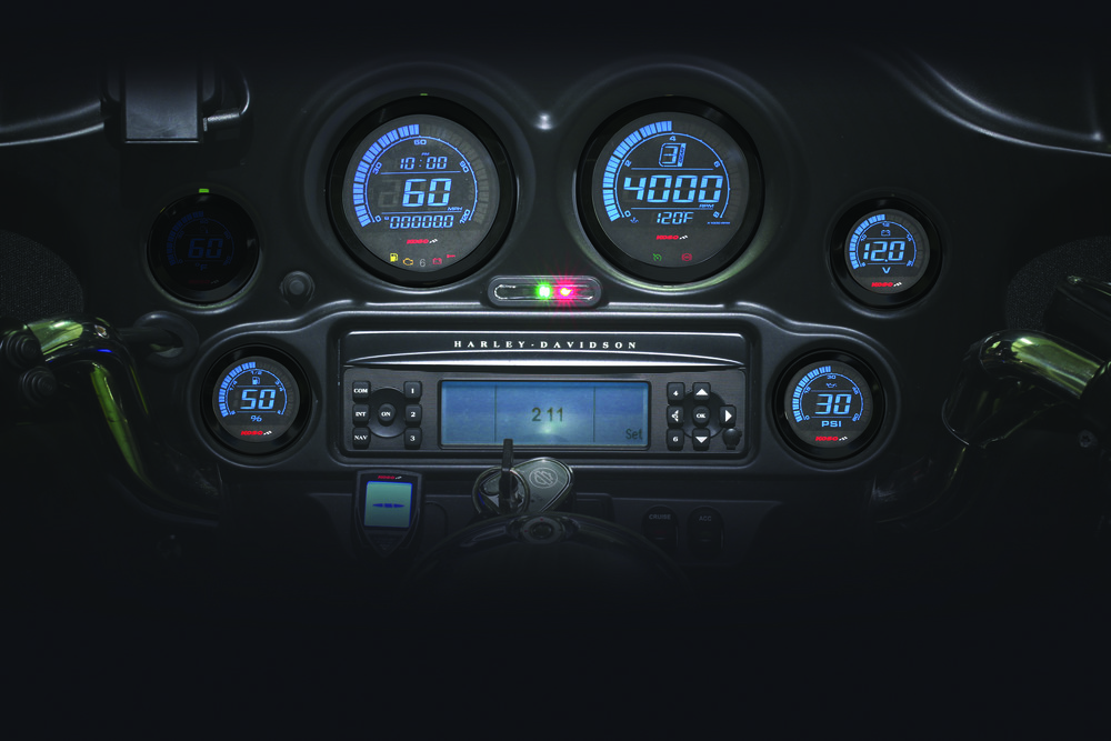 KOSO DIGITAL GAUGE CLUSTER BLACK BEZEL 04-13 FLHT AND FLTR