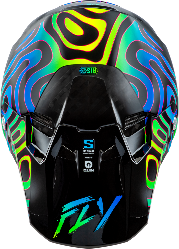 FLY RACING FORMULA S CARBON ZEN HELMET BLACK CARBON/BLUE/YELLOW LG