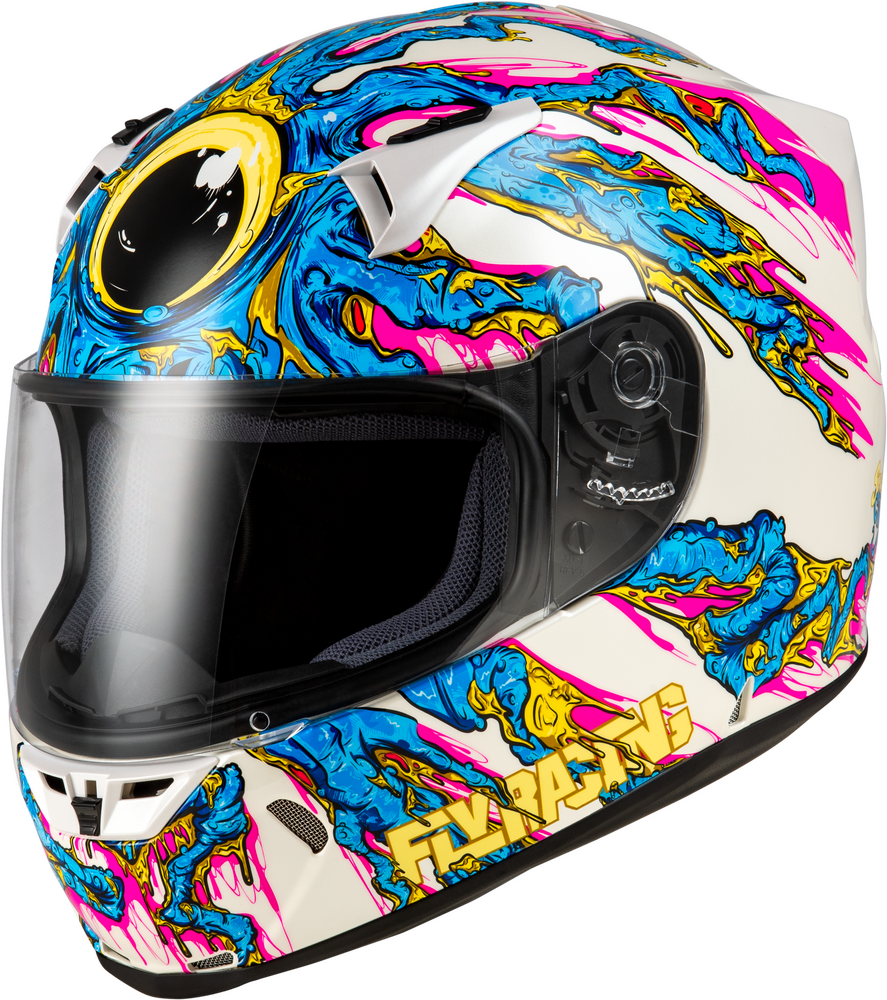 Fly Racing Revolt Space Creep Helmet (2024) — Light Blue/White/Pink