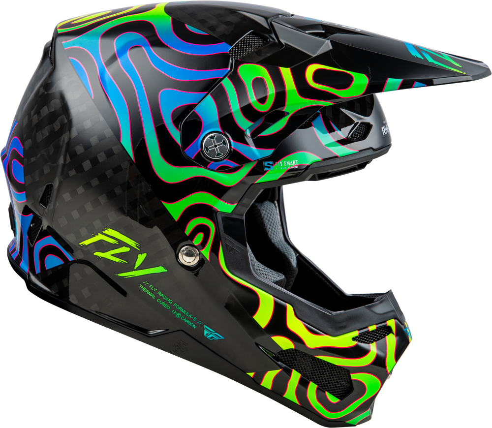 FLY RACING FORMULA S CARBON ZEN HELMET BLACK CARBON/BLUE/YELLOW LG
