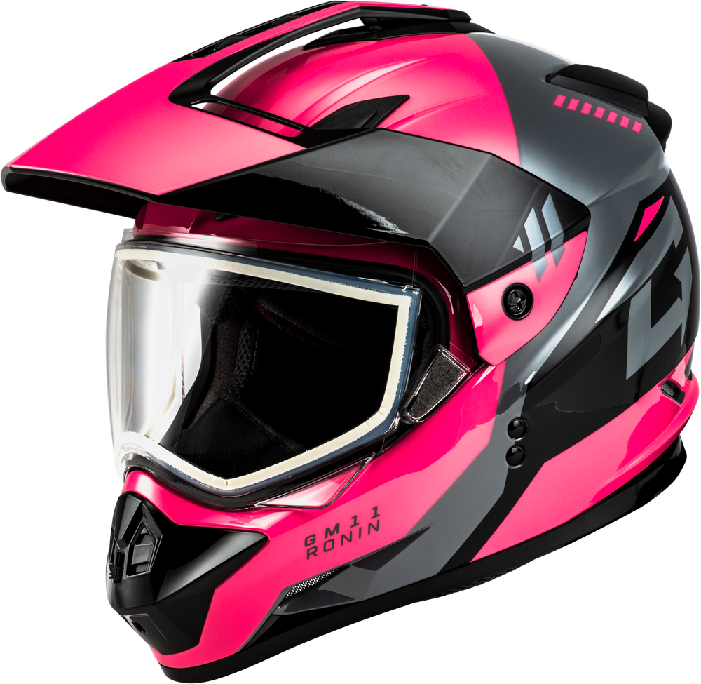 Gmax GM-11S Ronin Snow Helmet — Black/Grey/Pink