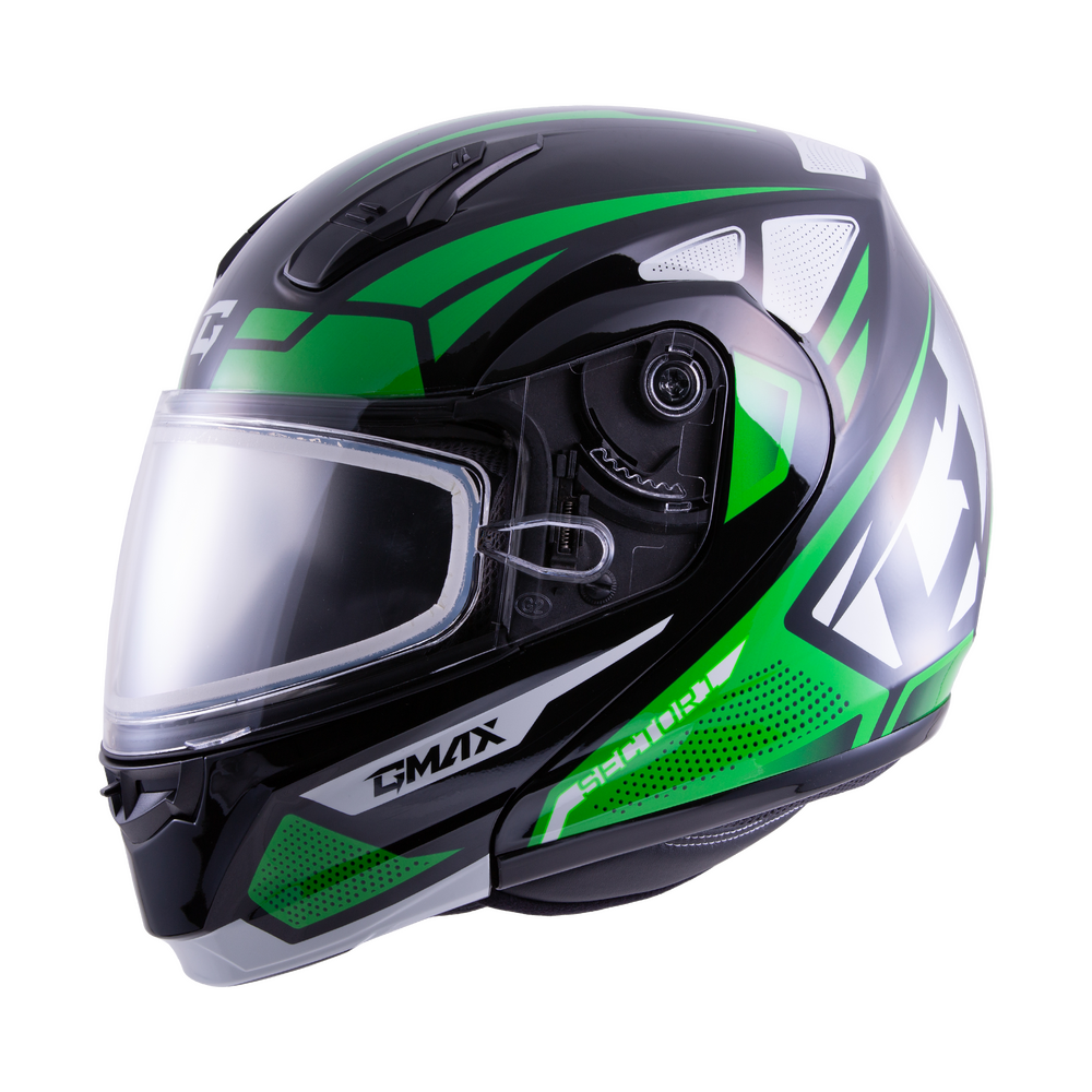 Gmax MD-04S Sector Helmet — Black/Hi-Vis
