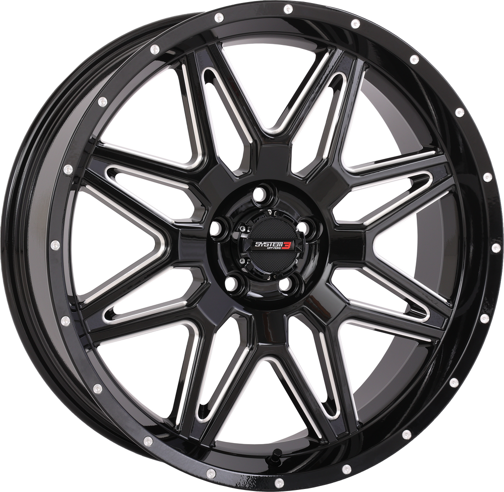 System 3 St7 Wheel 20x7 4+3 (+10mm) 5/4.5 Gloss Black Milled