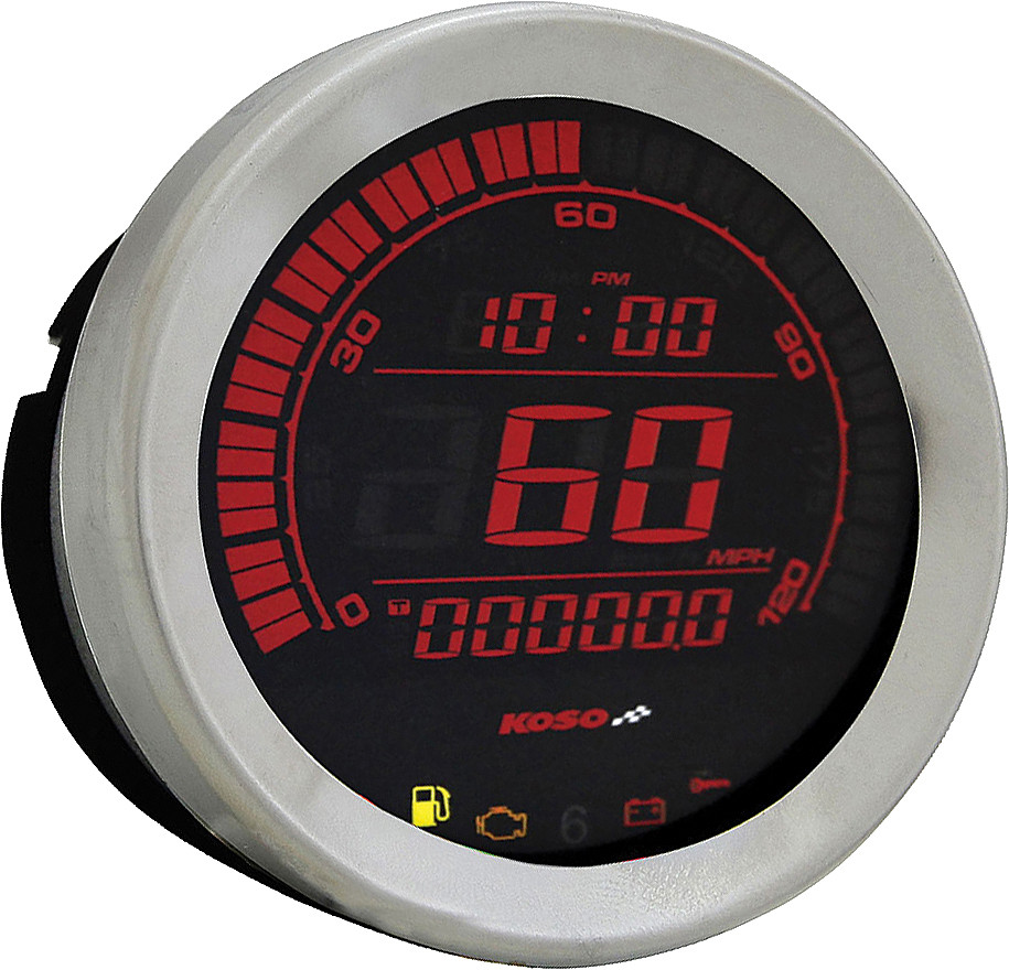 KOSO HD-02 SERIES GAUGE KIT SILVER BEZEL OIL TEMP