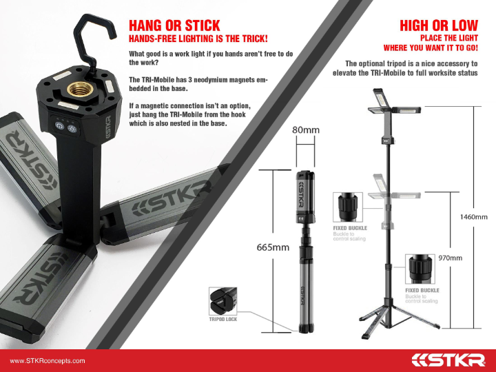 STKR TRI-MOBILE WORK LIGHT W/TRIPOD 2000 LUMEN