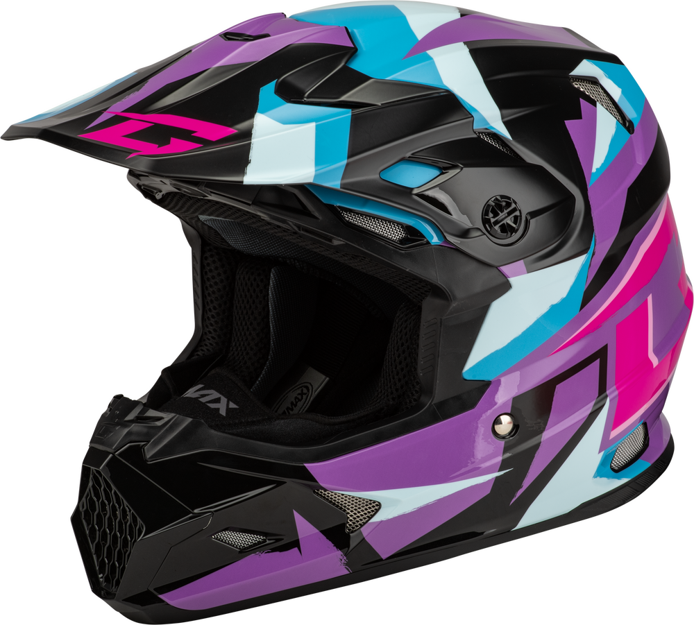 Gmax MX-96S Splinter Helmet — Black/Purple/Blue