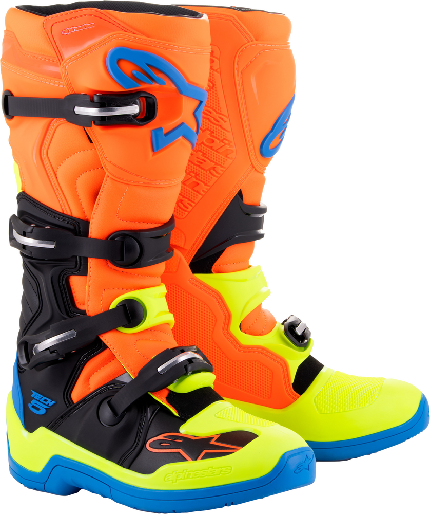 ALPINESTARS TECH 5 BOOTS BLUE/ORANGE/YELLOW FLUO SZ 9