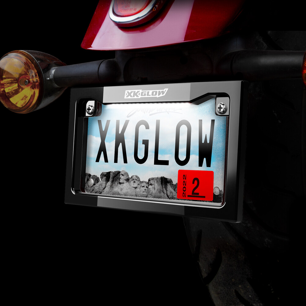 XK GLOW LIGHTED LICENSE PLATE FRAME BLACK