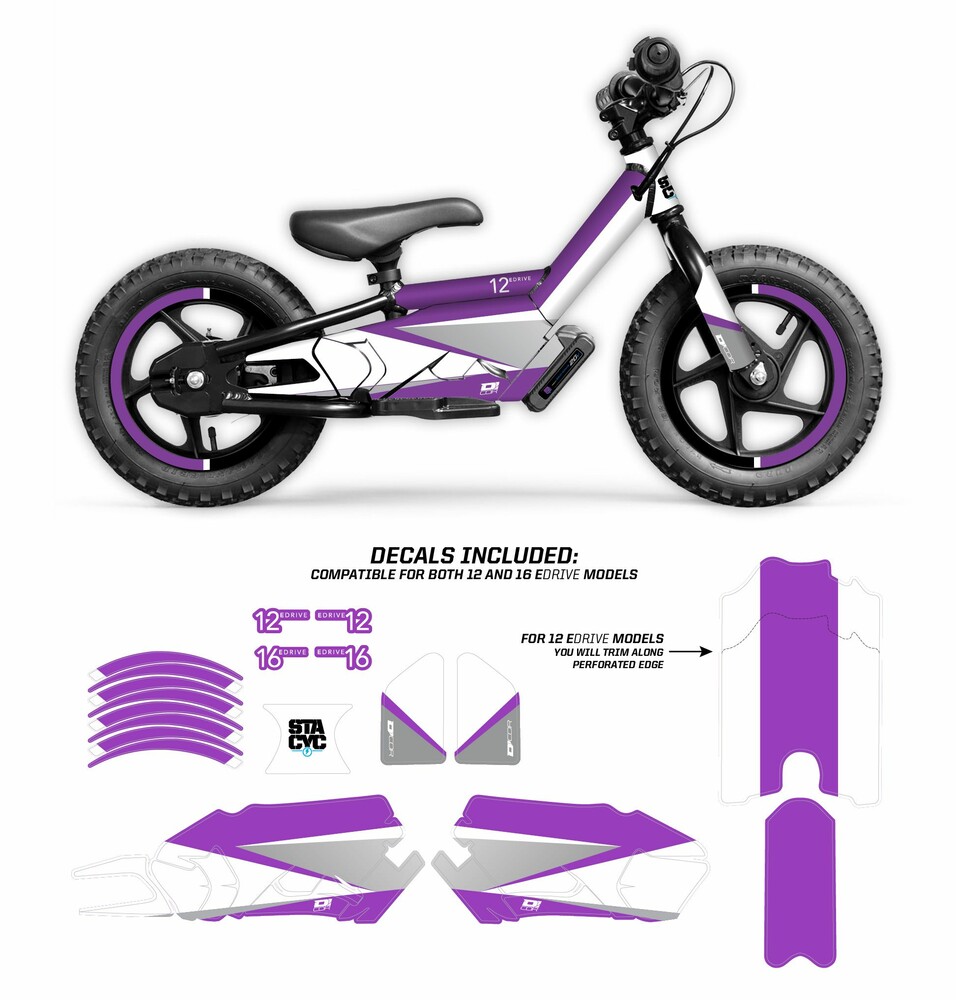 D-COR GRAPHIC KIT STACYC PURPLE GRAPHIC KIT STACYC 12" & 16"