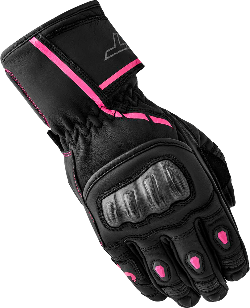 Rst S1 D3O LADIES GLOVE BLACK/PINK LEATHER XL — Black/Pink