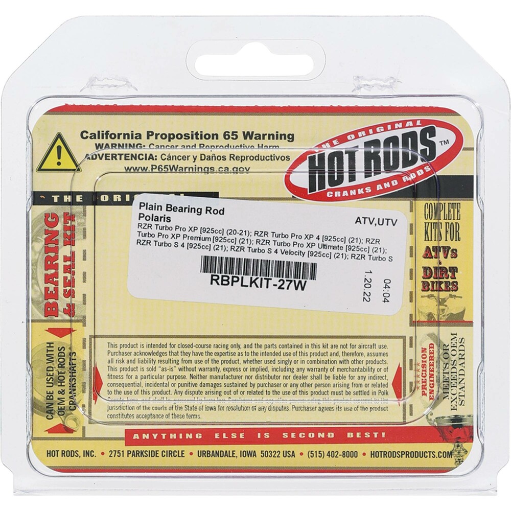 HOT RODS PLAIN BEARING CONN ROD WHITE