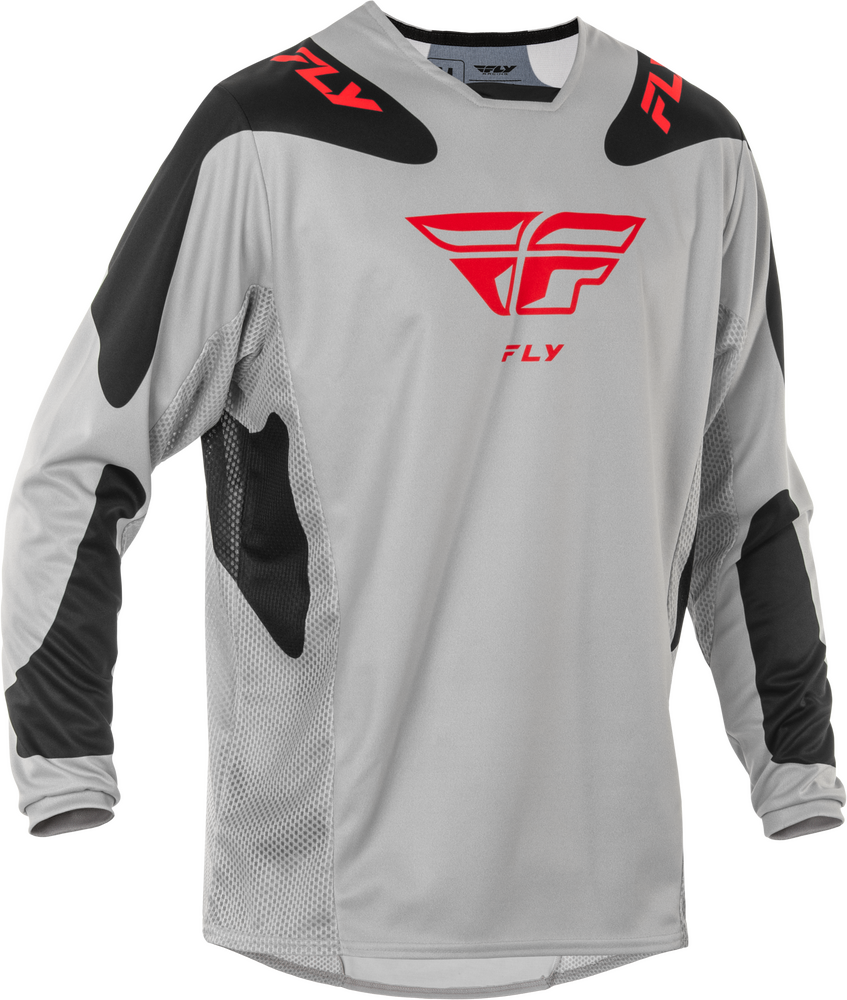 Fly Racing Kinetic Sym Jersey — Light Grey/Red/Black