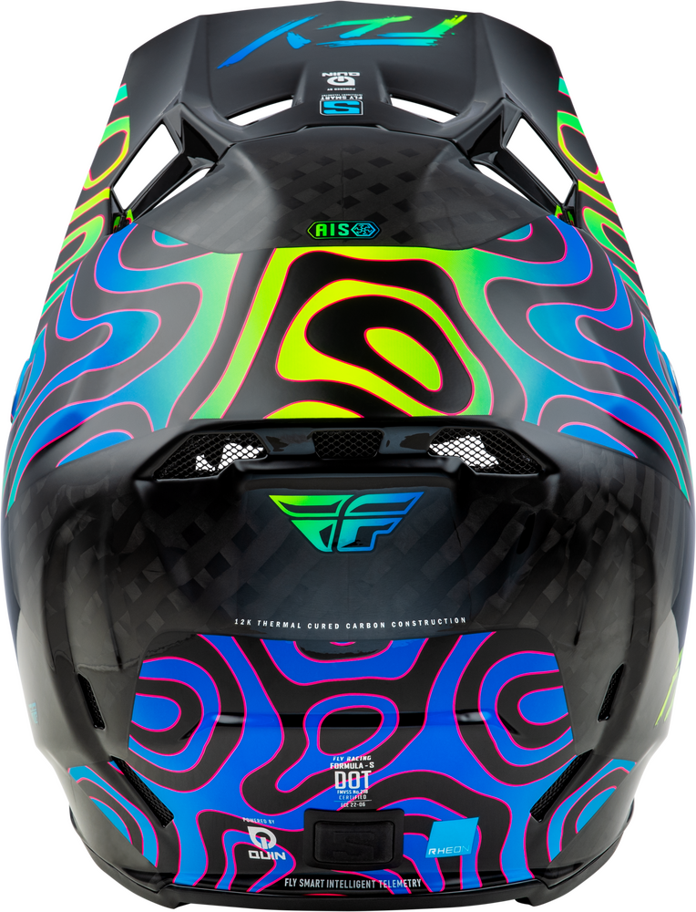 FLY RACING FORMULA S CARBON ZEN HELMET BLACK CARBON/BLUE/YELLOW LG