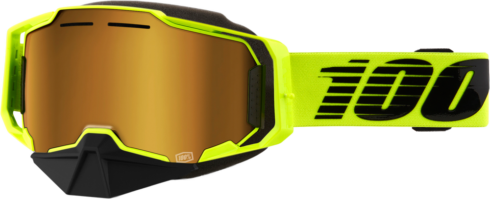 ARMEGA SNOWMOBILE GOGGLE NEON YLW W/ GLD MIRROR LENS