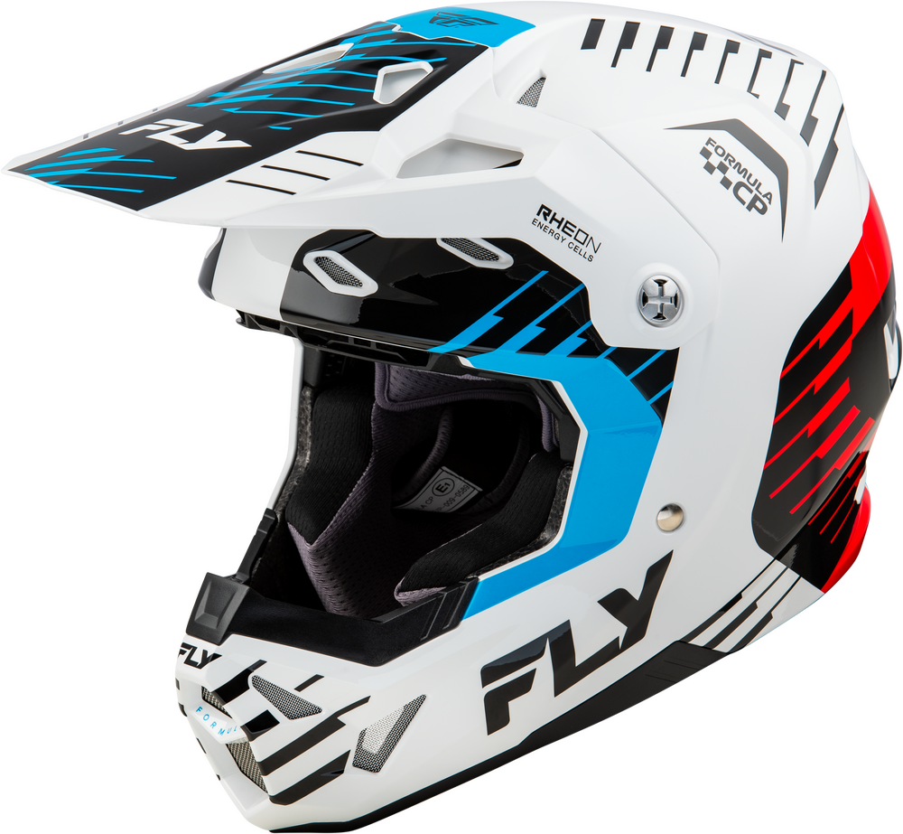 Fly Racing 2025 Formula CP Slice Helmet — White/Red/Cyan