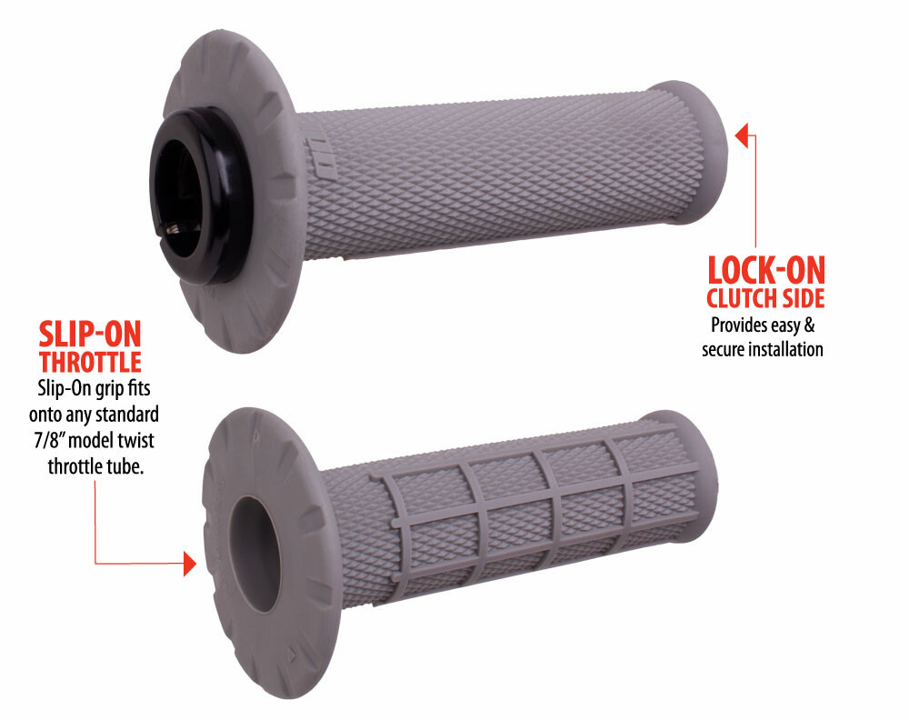 ODI UNIVERSAL LOCK-ON GRIPS HALF-WAFFLE GREY/BLACK (SOFT)