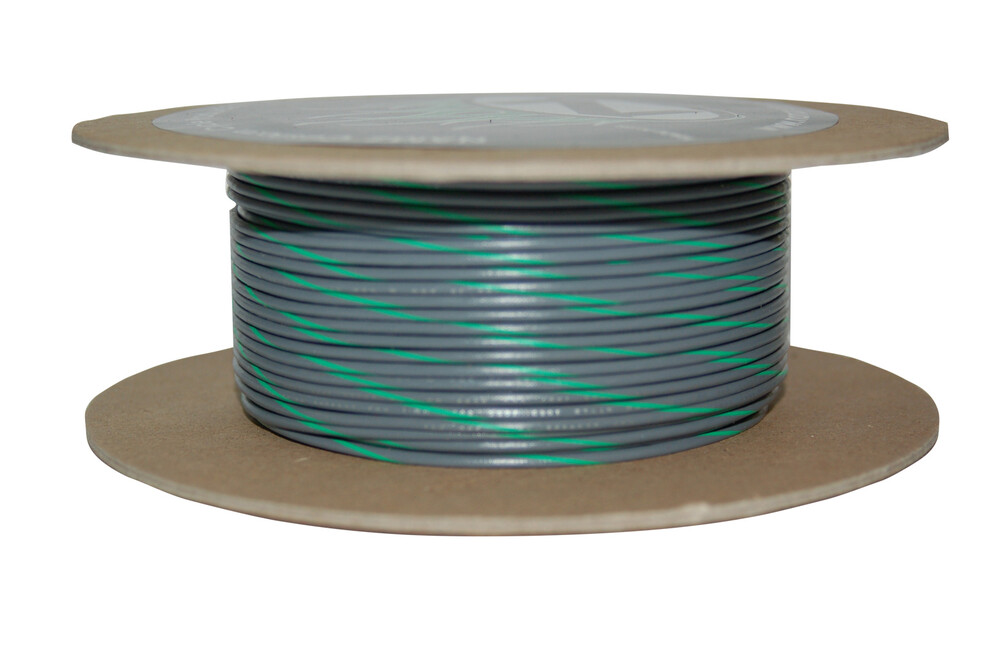 #18-GAUGE GREY/GREEN STRIPE 100' SPOOL OF PRIMARY WIRE