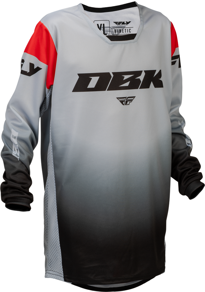 Fly Racing 2026 Kinetic DBK Youth Jersey — Grey/Black/Red