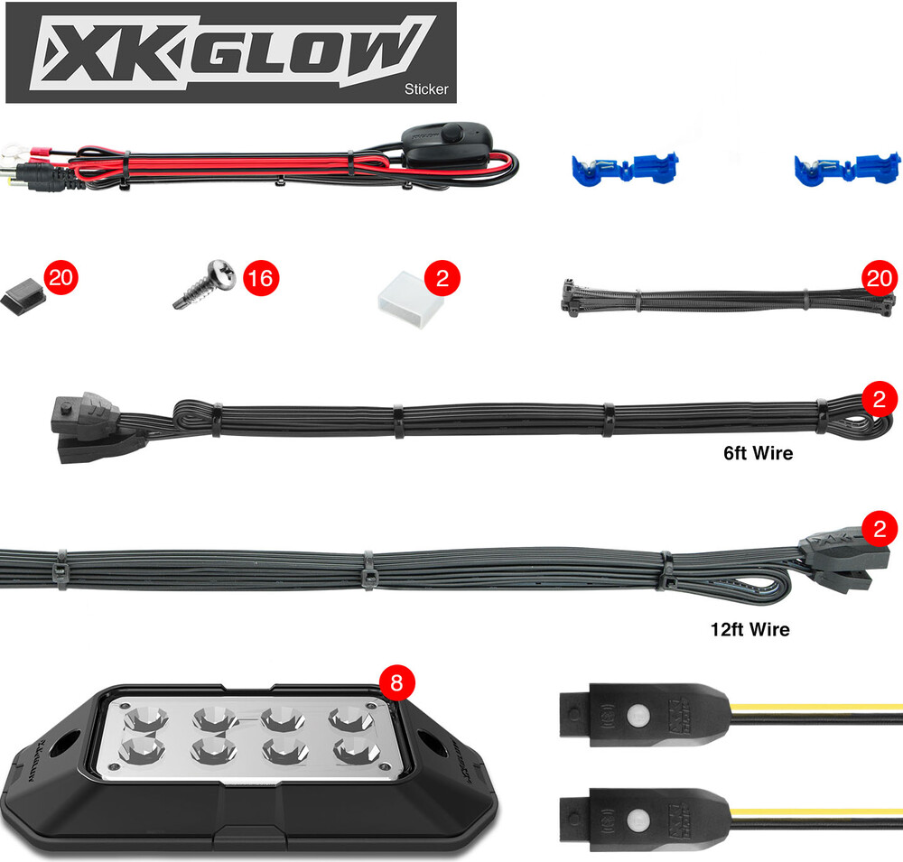 XK GLOW 8PC RGB ROCK LIGHT