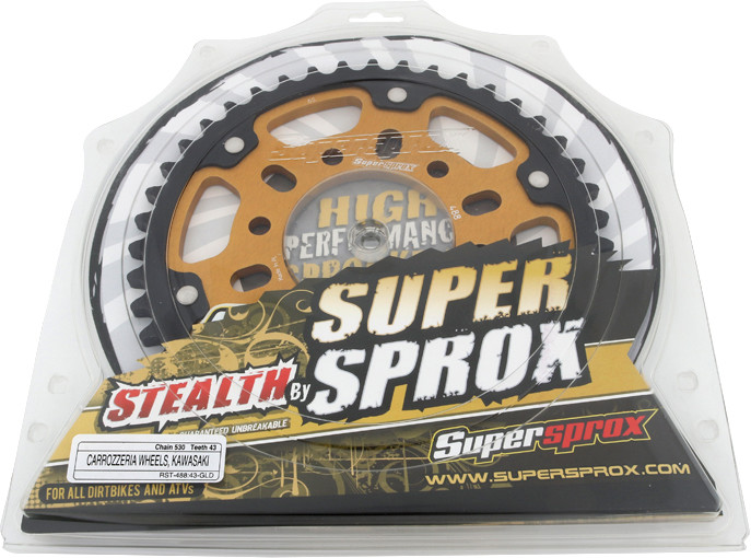 SUPERSPROX REAR STEALTH SPROCKET ALU/STL 43T-530 GLD KAW